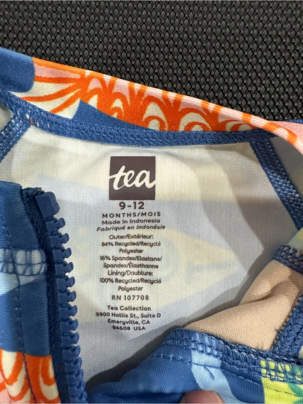 Tea Collection Blue Fish Zip-Up One-Piece Swimsuit